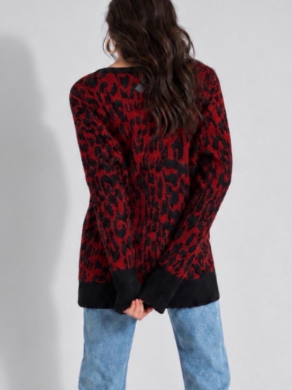 DIESEL Red Leopard 100% Alpaca Wool Crewneck Sweater Size S NWT - Picture 5 of 12